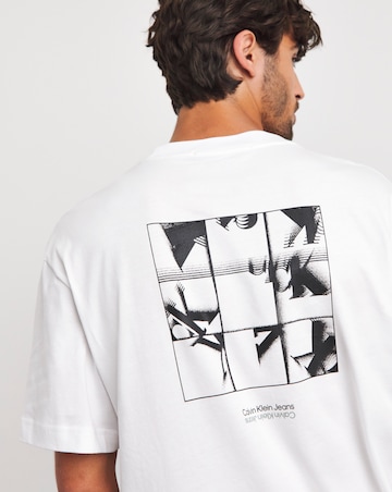 Calvin Klein Jeans Grid Monogram Short Sleeve T-shirt White