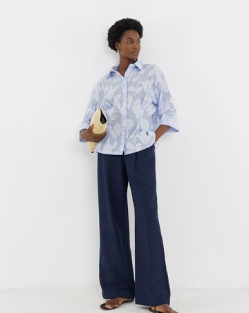 Stripe Applique Floral Waist Seam Shirt