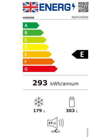 Hisense RQ5P470SMIE 80cm American 4 Door Fridge Freezer - Black