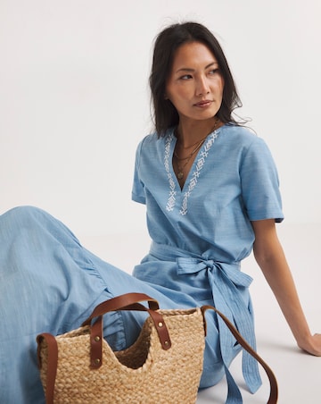 Julipa Chambray Embroidered Dress