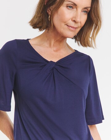 Navy Twist Detail Angel Sleeve Top