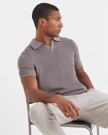 Open Neck Textured Polo
