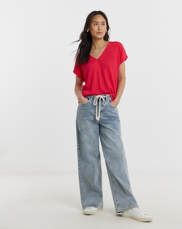 Textured V-Neck Top