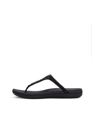 FitFlop Black Solay Mixed-Crystal Toe-Post Sandals - Standard Fit (D)