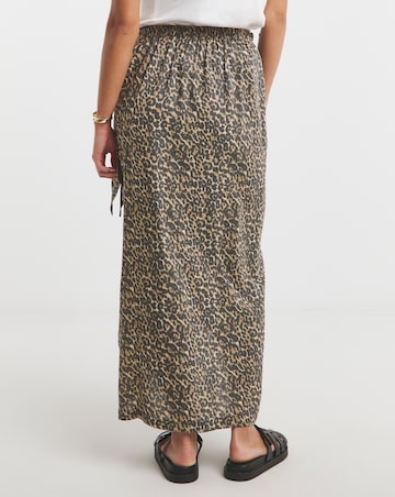 Simply Be Leopard Linen Mix Wrap Midi Skirt