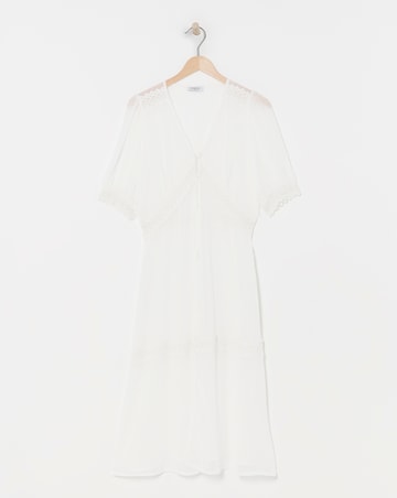 Ivory Sheer Longline Short Sleeved Kimono