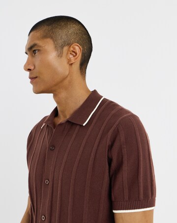 Button Through Texture Knitted Polo