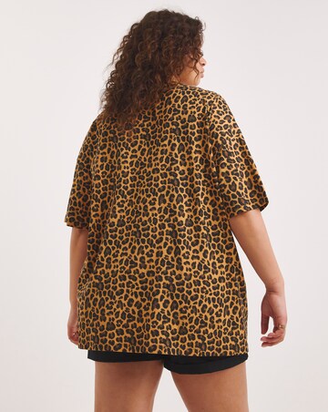 Leopard Print Longline Cut Out V Tee