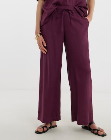 Linen Mix Wide Leg Trousers
