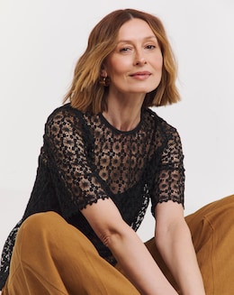 Short Sleeve Lace Top With Cami