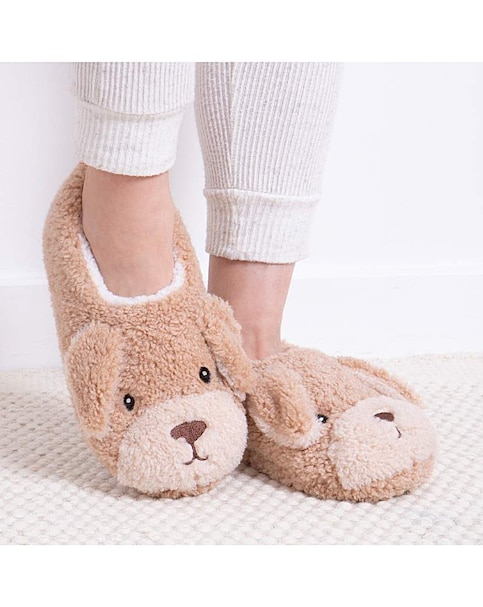 Totes toasties Ladies Novelty Dog Full Back Slippers