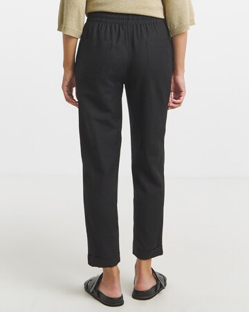 Black Easy Care Linen Mix Tapered Trouser