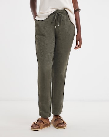 Khaki Textured Tapered Trouser