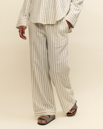 Nobody's Child Cream Pinstripe Wide Leg Trousers