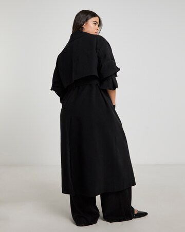 Simply Be Black Drape Maxi Trench