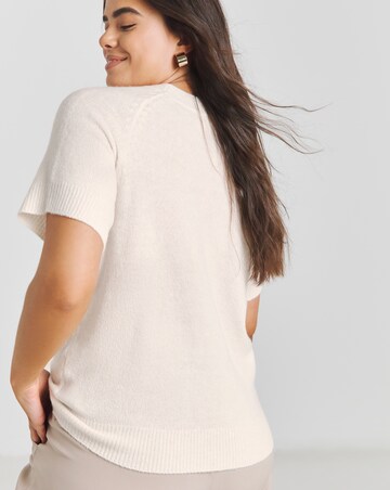 Simply Be Ivory Short Sleeve Crew Neck Jumper