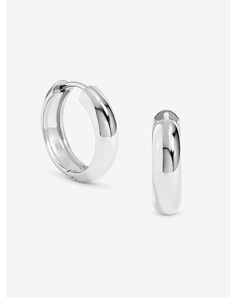 Jon Richard Platinum Plated Stainless Steel Small Flat Surface Hoops
