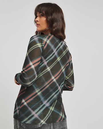 Black Check Print Dry Handle Mesh Top