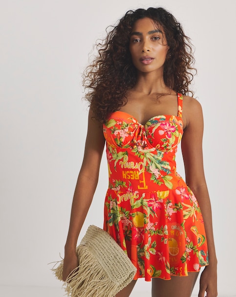 Figleaves Bandeau Underwired Tummy Control Swimdress