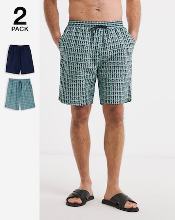 2 Pack Value Seahorse Print Swim Shorts Long