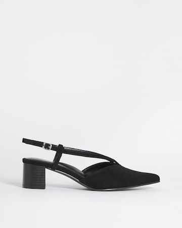 Patty Low Heel Pointed Toe Leather Slingback Shoes - Extra Wide Fit (EEE)