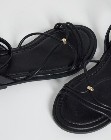 Toni Strappy Hardware Detail Flat Sandals - Wide Fit (E)