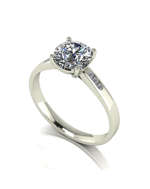 9ct White Gold 1.35ct eq total Moissanite Solitaire Ring