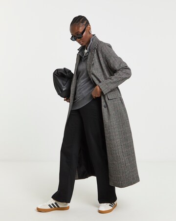 Check Slim Maxi Column Coat