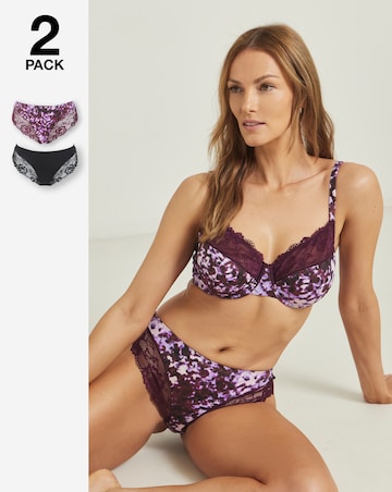 Pretty Secrets (2 Pack) Adrianne Midi Knickers Animal Print/Black