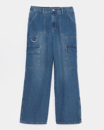 Mid Wash Straight Leg Utility Jeans