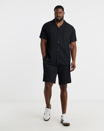 Jack & Jones Harrison Textured Shirt & Short Set - Black