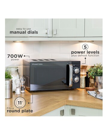 Russell Hobbs RHM1731B 17Litre Inspire Compact Manual Microwave - Black