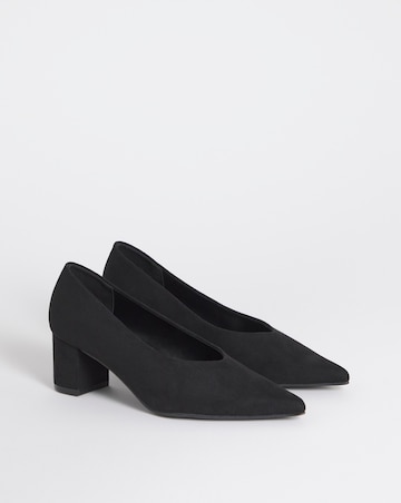 Jaida V Cut Heeled Court Shoes - Wide Fit (E)