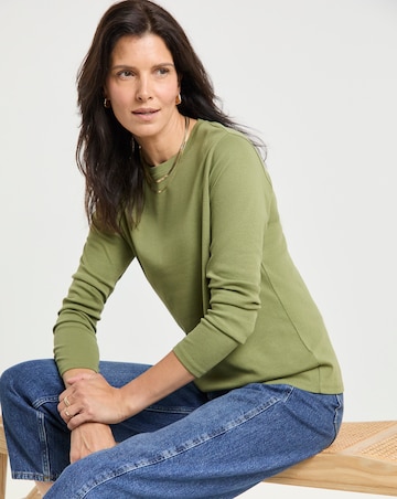 Khaki Crew Neck Long Sleeve T-Shirt