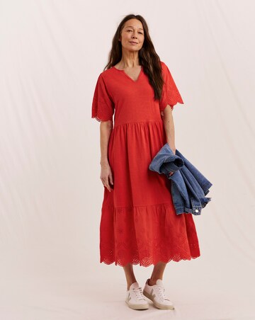 Julipa Broderie Jersey Mix Midi Dress