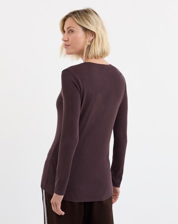 Ribbed Crew Neck Long Sleeve Top
