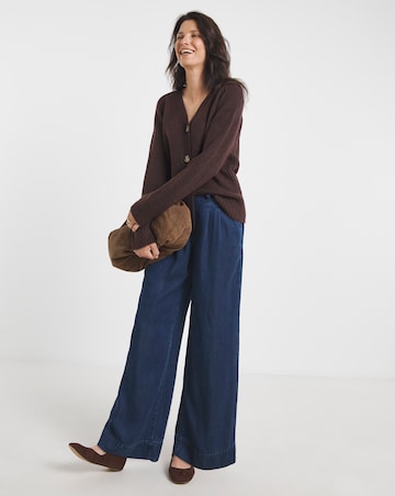 Blue V Neck Seam Detail Cardigan
