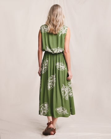Julipa Textured Crinkle Printed Pocket Midi Dress