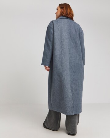 Denim Look Faux Wool Maxi Formal Coat