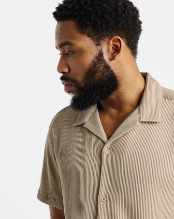 Jack & Jones Harrison Textured Shirt & Short Set - Natural