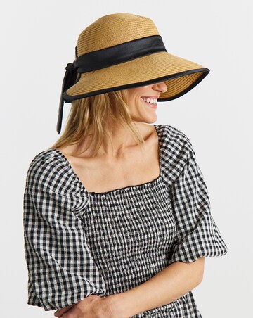 Wide Brim Satin Tie Bow Hat