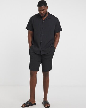 Jack & Jones Textured Shirt & Short Set - Black
