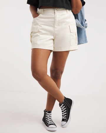Simply Be Ecru Cargo Utility Shorts