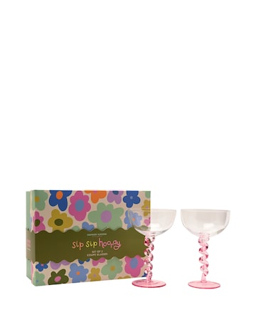Raspberry Blossom Pair Of Coupes With Wiggle Stems In A Giftbox
