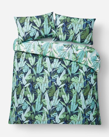 Tropical Leaf Cotton Blend Reversible Duvet Cover Set