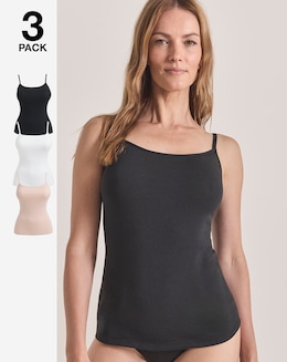 Pretty Secrets 3 Pack Cotton Vests Black/White/Blush
