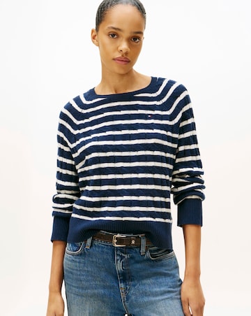Tommy Hilfiger Soft Wool Cable Relaxed Crew Neck Sweater
