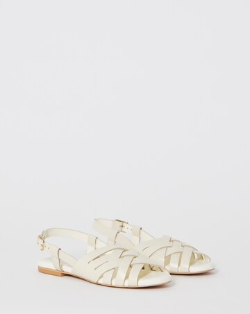 Luz Leather Woven Peep Toe Slingback Sandals - Wide Fit (E)