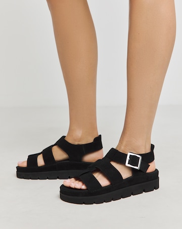 Sakura Fisherman Suede Flatform Sandals Extra Wide EEE Fit