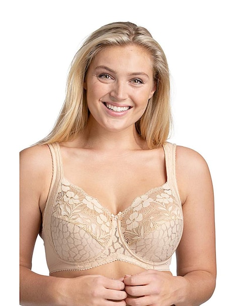 Miss Mary of Sweden Jacquard & Lace Underwired Bra Beige